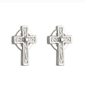Solvar girls earrings Irish Sterling silver kids small cross stud